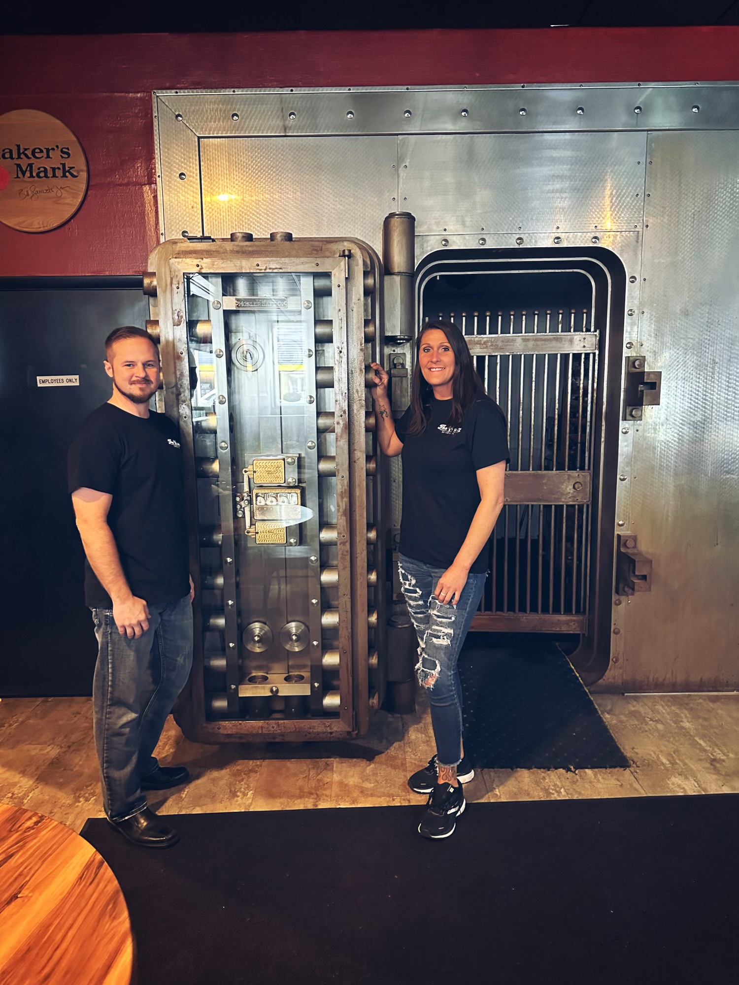 Inside The Vault Bar and Grill — the original vault door